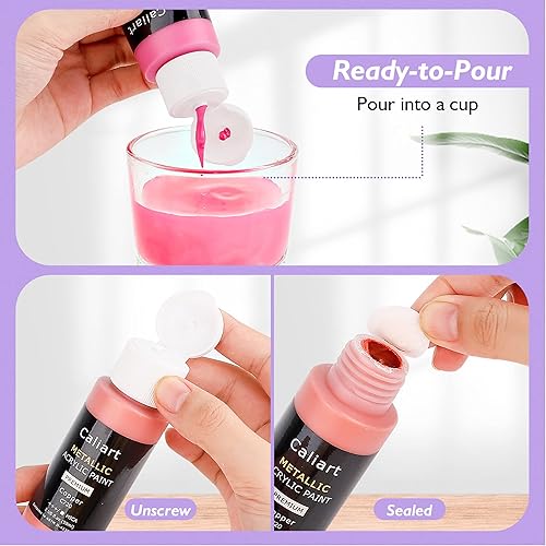 Vista 36 de Caliart Juego de pintura acrílica con 12 pinceles, 24 colores (4.1 fl oz, 4 onzas), pinturas artísticas para artistas, niños, estudiantes, Varios