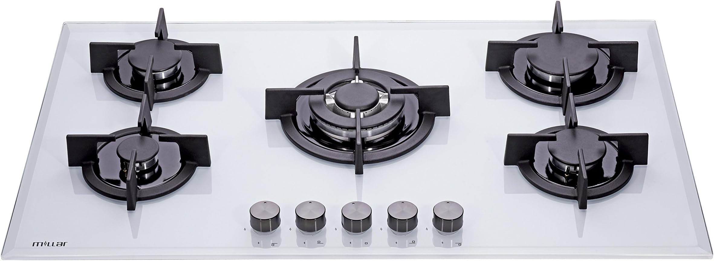 Millar GH9051PW Tempered Glass Hob with 5 Gas Burners White 90 cm