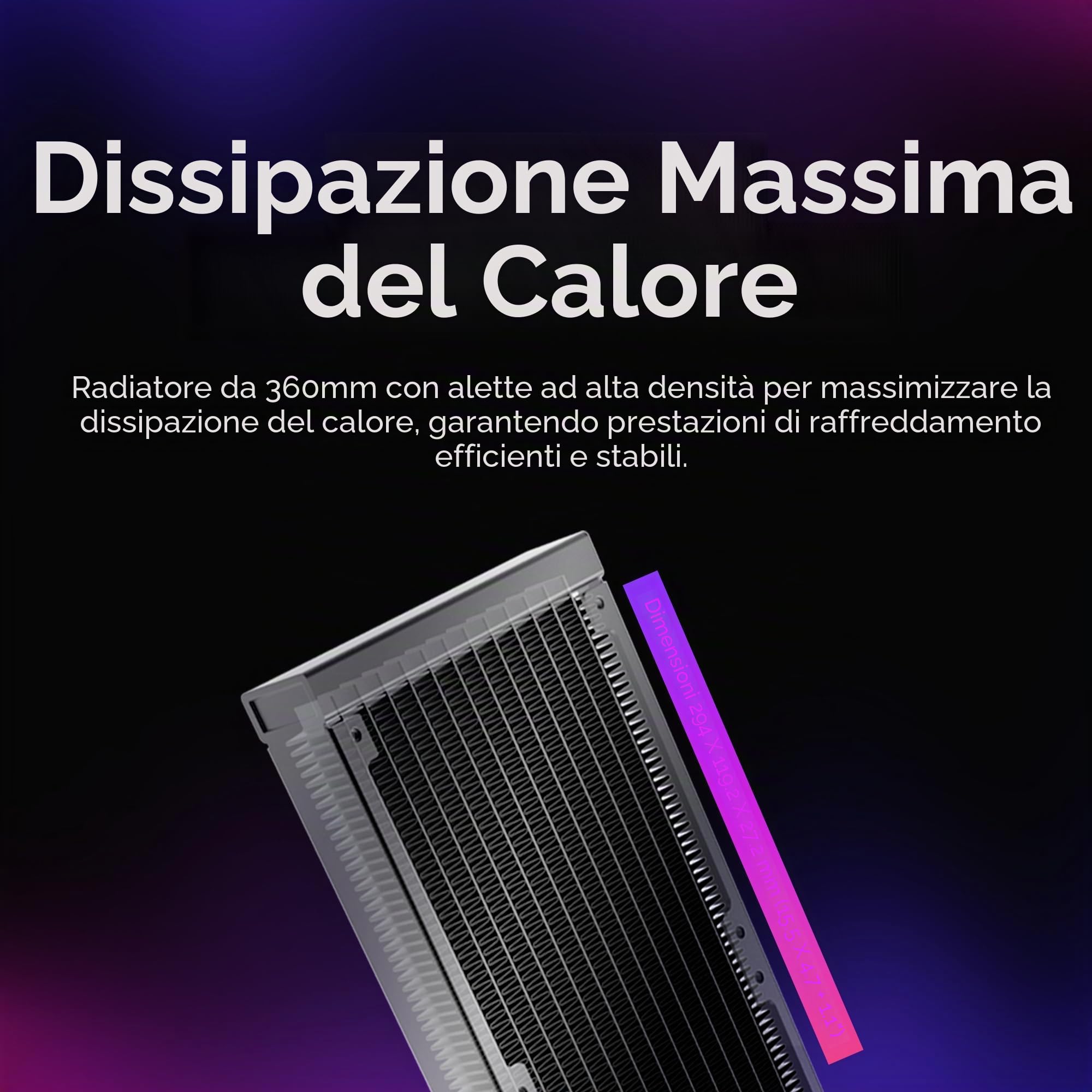 Cooler Master 360 Core II AIO CPU Liquid Cooler, R9|U9|i9, pompa G9R a doppia camera, Infinity Mirror aRGB, tubo 400 mm, radiatore 360 mm, ventola PWM 120 mm, AMD Ryzen AM5|4, piattaforma Intel LGA