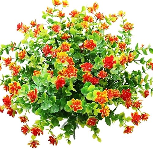 YOSICHY Flores artificiales para exteriores, plantas falsas resistentes a los rayos UV, arbustos verdes de plástico sintético para colgar en el