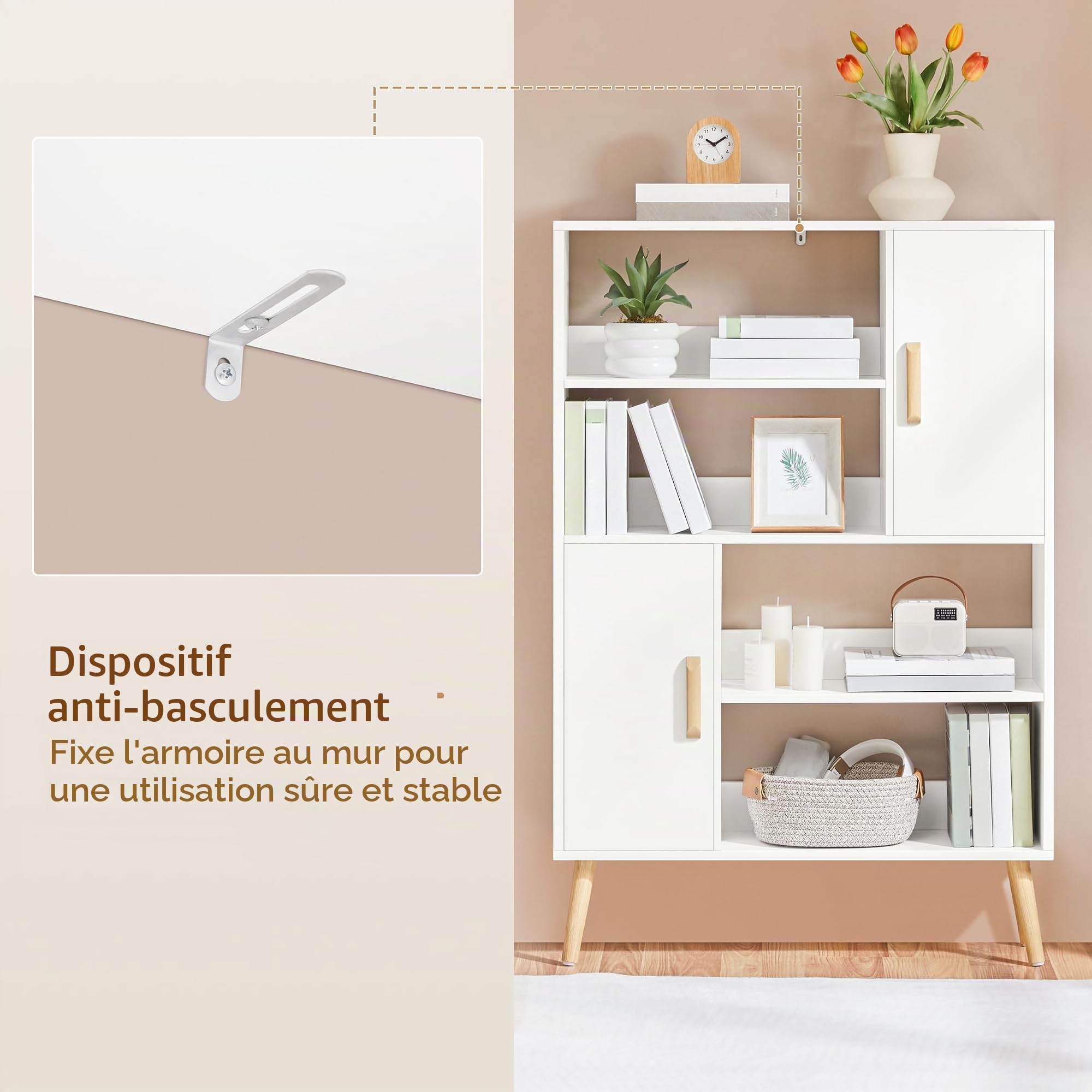 Yaheetech Bibliothèque Moderne Meuble de Rangement 80 x 23.5 x 120,5 cm