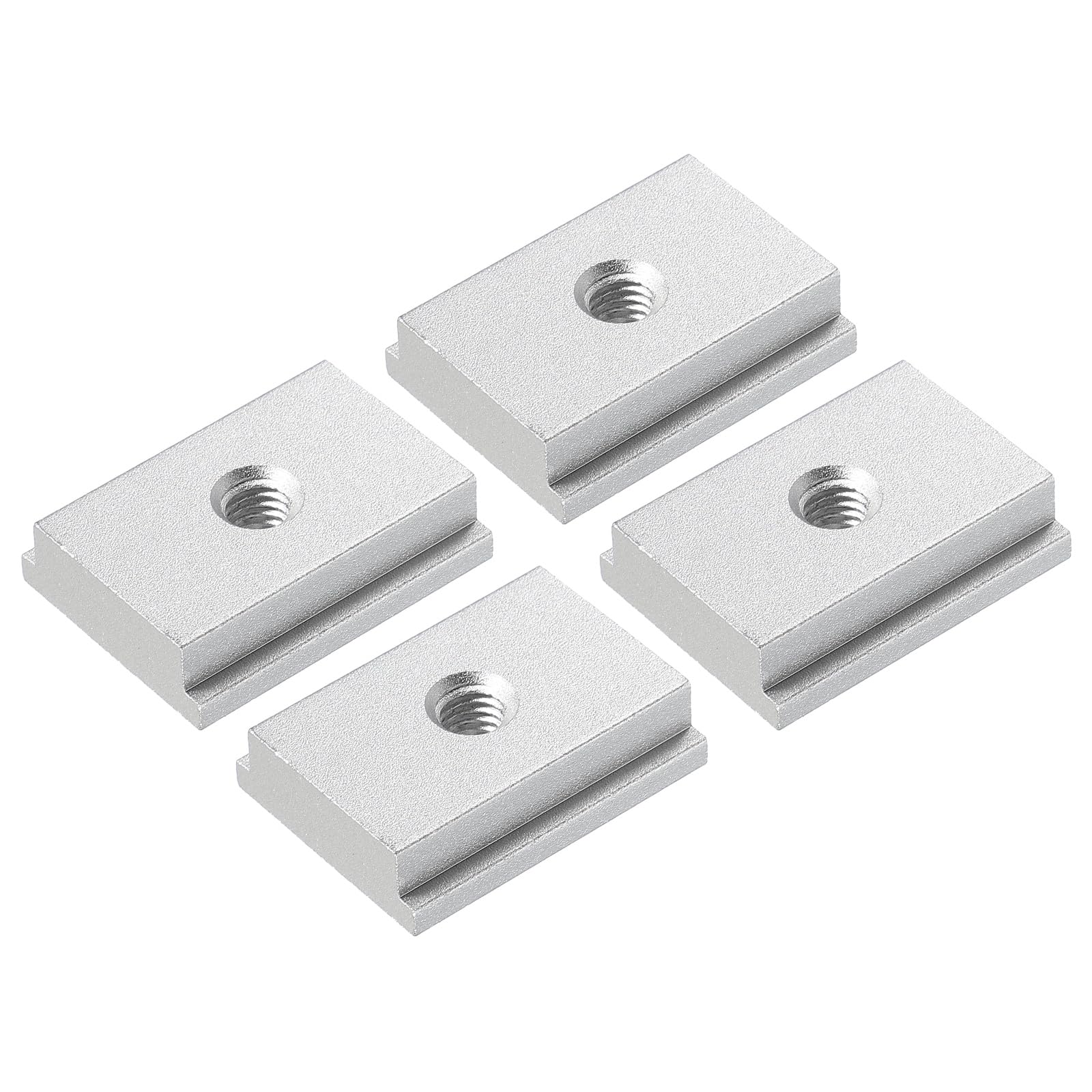 M METERXITY Aluminum t Track (4Pcs, 1.2Inch, M6, Silver)- T-Slider for T-Slot Miter Slider, Double-Cut& Pre Drilled Mounting Holes, Apply to Woodworking/Fixtures/Crosscut Sled/Router Table