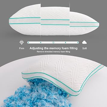 Twirest Pillows 2 Pack Shredded Memory Foam Pillows 51x66cm,