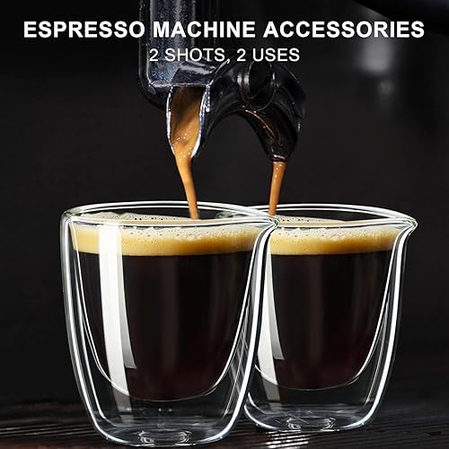 Miniatura 6 de PARACITY Juego de 4 tazas de espresso, vaso de chupito de espresso de doble pared con boquilla, taza de café expresso de vidrio borosilicato alto,