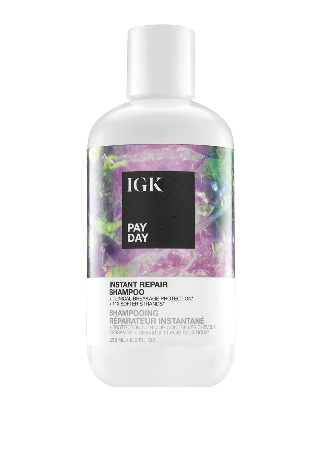 IGK PAY DAY Instant Repair Shampoo | Bond-Building + Damage Repair | Vegan + Cruelty Free | 8 Oz