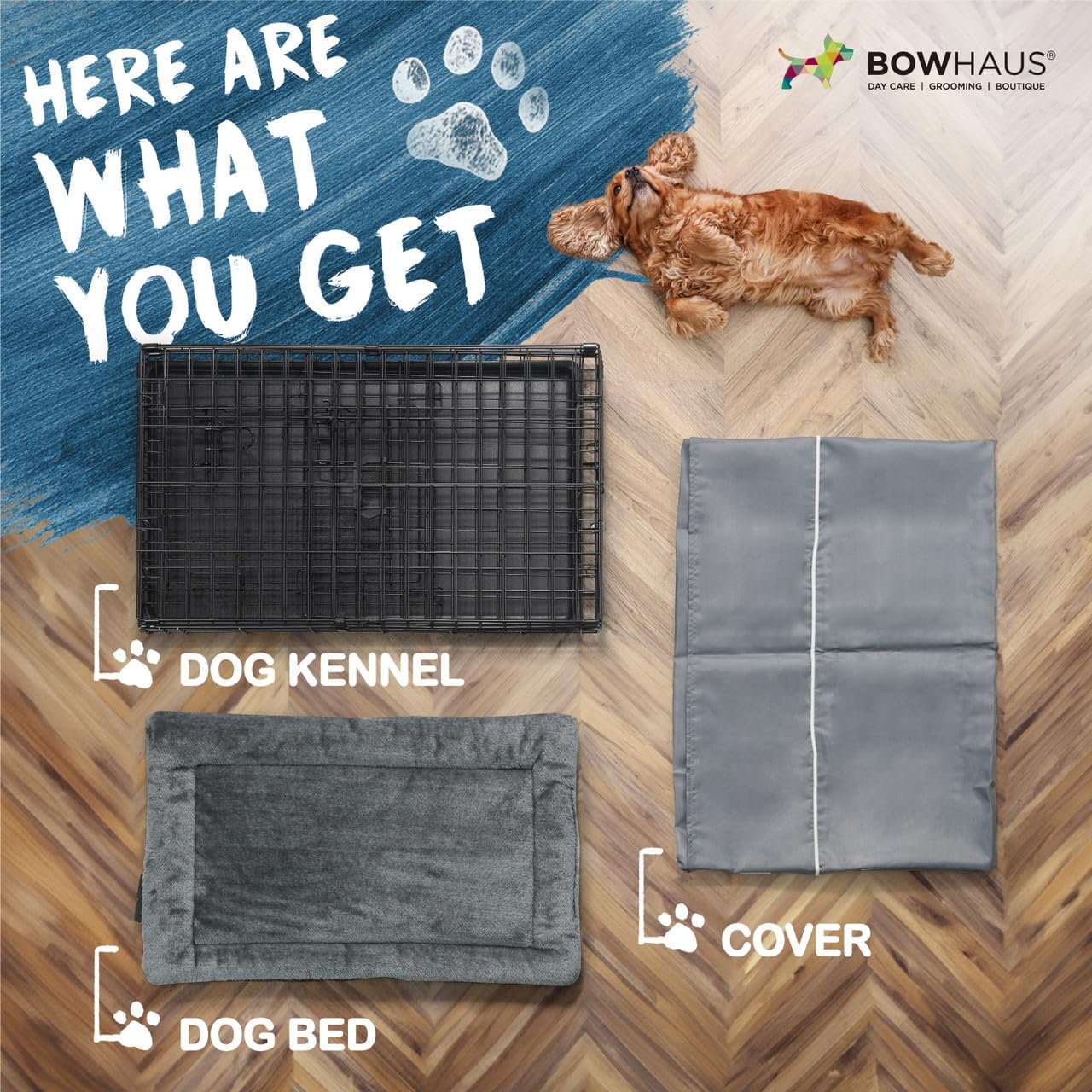 30-Inch Single Door Dog Crate Kit Includes Crate Cover and Soft Dog Bed, Indoor Dog Cage with Leak-Proof Pan, Foldable Wire Metal Dog Kennel for Small, Medium Dog