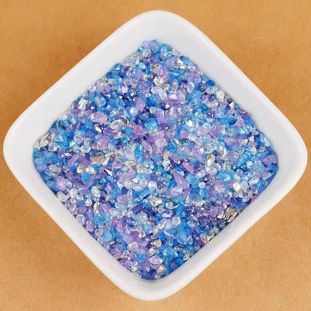 Crushed Glass Irregular Chips,Nail Arts Decoration DIY,Irregular Glitter Transparent Gravel Gem Stones,Broken Glass for Crafts Vase Filler Epoxy Resin Mold Jewelry Making