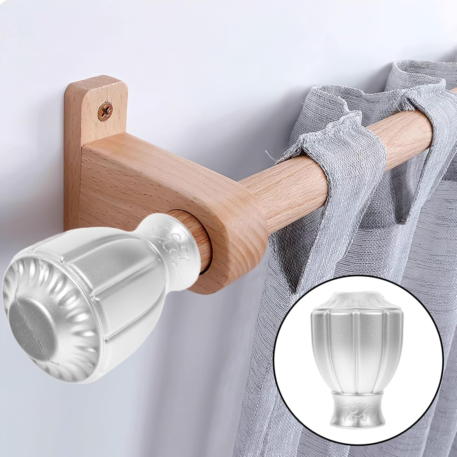 jojofuny 6-Pack Decorative Curtain Rod End Caps Plastic Drapery Rod Finials Roman End Ornaments Window Hardware Accessories for Living Room Bedroom