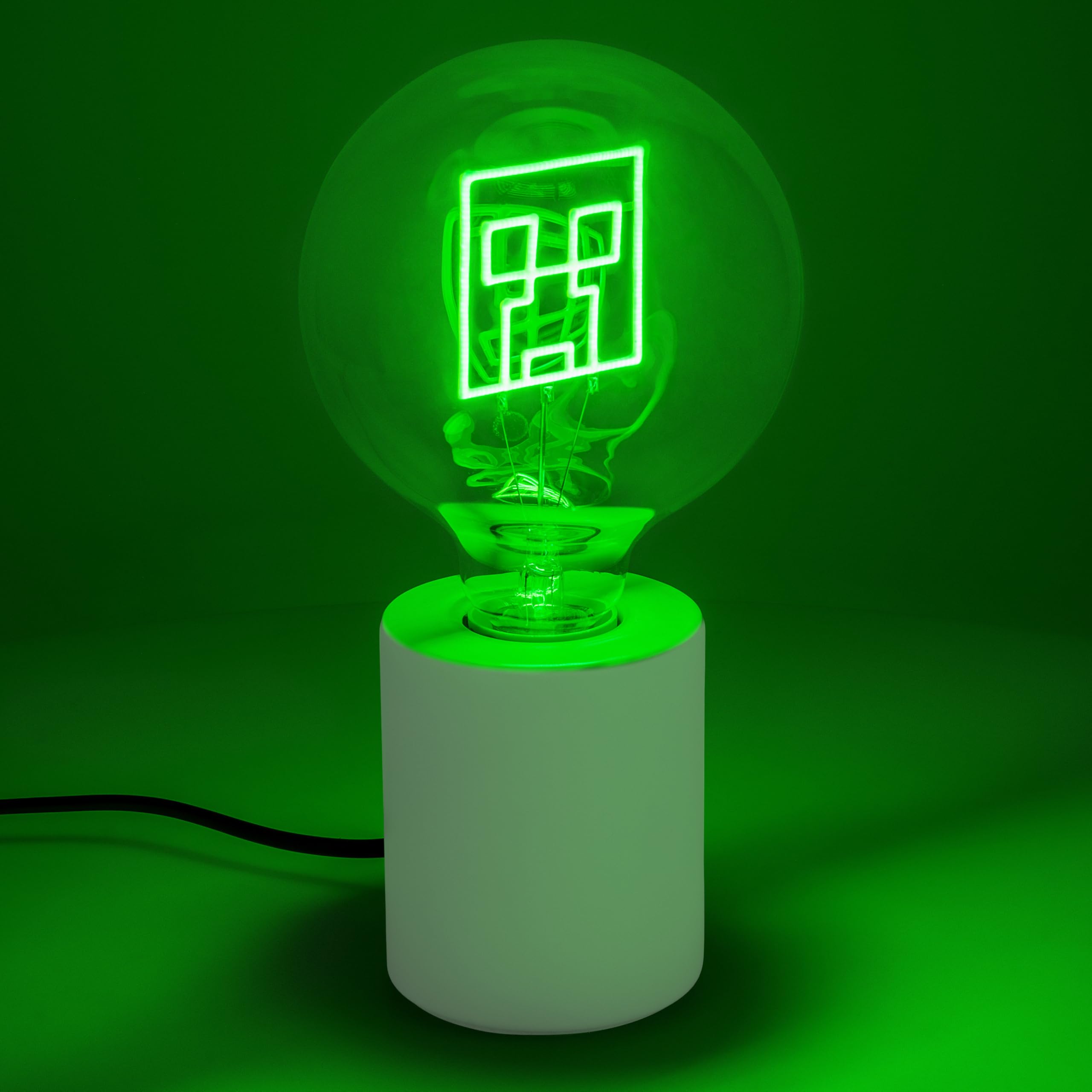 Minecraft Creeper - Bombilla LED decorativa de neón – Bombilla de cristal E27, regalo oficial para jugadores, perfecto para dormitorios, hogares, decoración de sala de juegos | Paladone