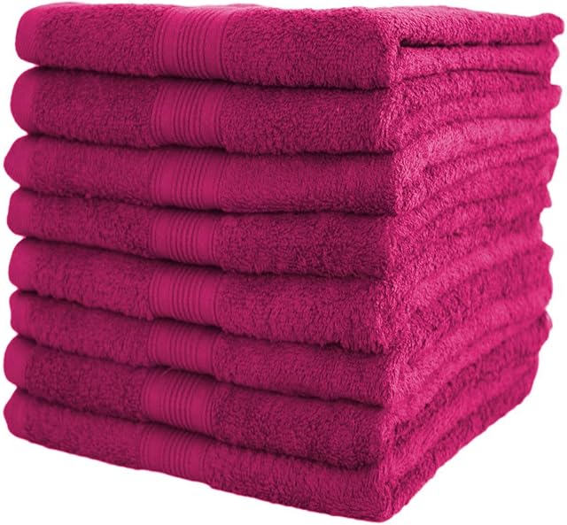 NatureMark NM-HT0860 Ręczniki frotte, 8 sztuk, 50 x 100 cm, 100% bawełna, różowe (różowe)