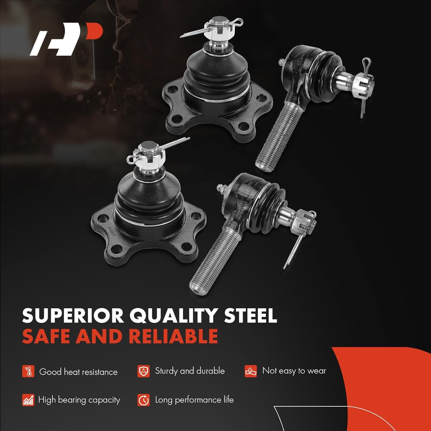 A-Premium Set of 6, Front & Lower Upper Ball Joint, Outer Tie Rod End, Compatible with Toyota 4Runner 1989-1995, Pickup 1989-1995, T100 1993-1998