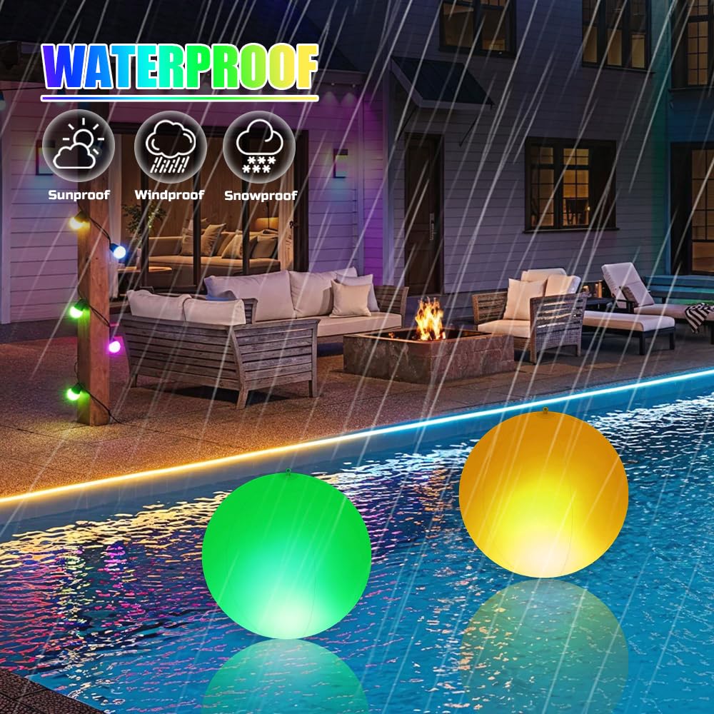 2 luci galleggianti a energia solare per piscina, impermeabilità IP68, 16 RGB che cambia colore, per esterni, giardino, prato, patio