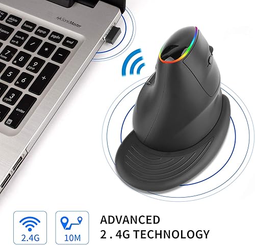 Miniatura 6 de Greshare Mouse inalámbrico, 2.4 G, mouse óptico ergonómico vertical inalámbrico, 800120016002400 DPI, 5 botones para laptop, escritorio, PC,