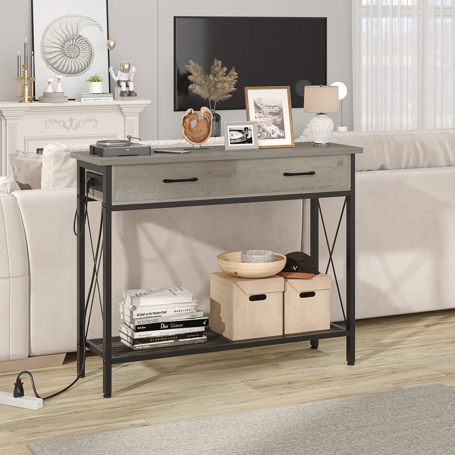 Entryway Table with 2 Drawers for Storage, 39.3''Console Table with ...