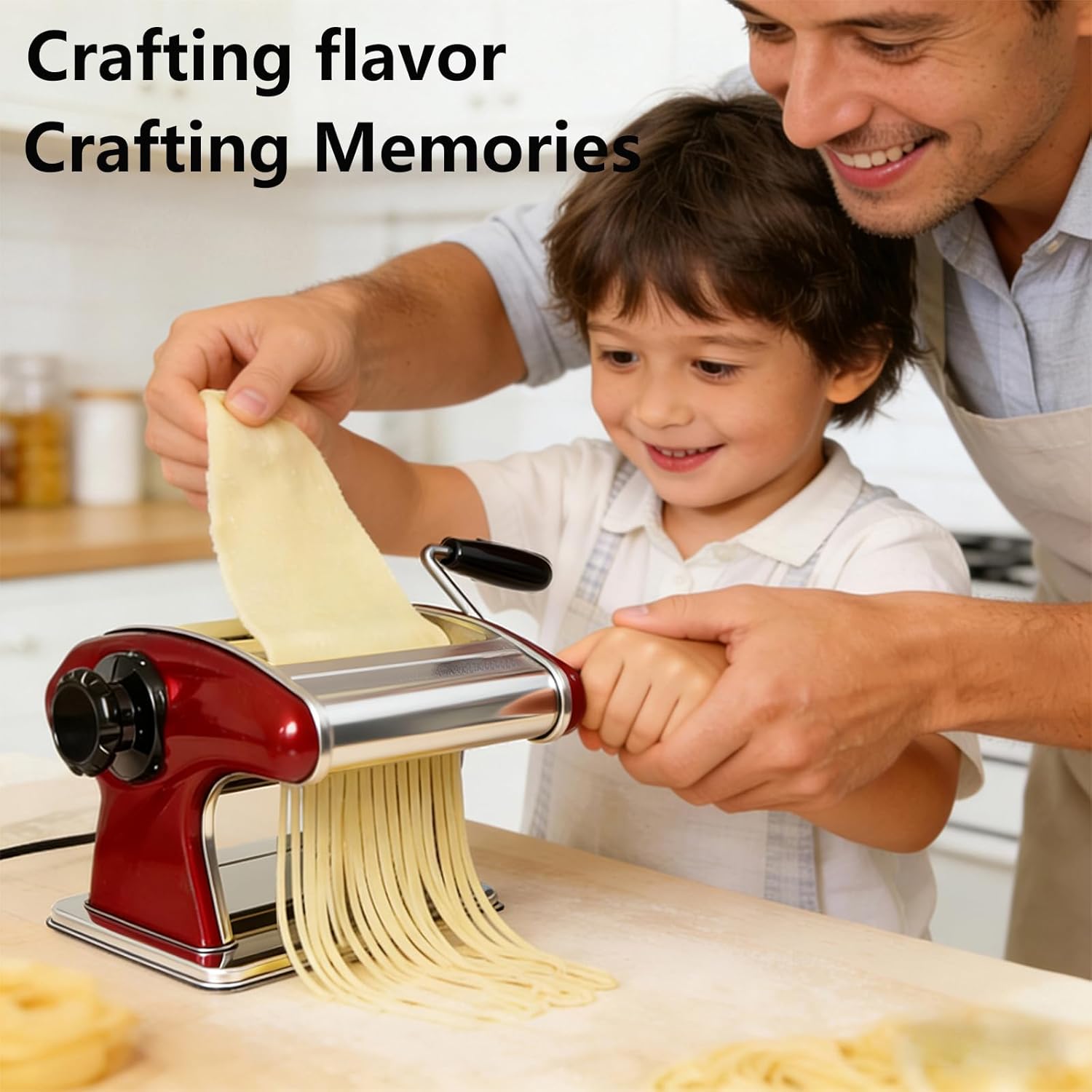 XINGYUEXUAN Pasta Maker Machine- Stainless Steel Manual Noodle Maker with 2mm/4mm Cutters, Hand Crank for Homemade Spaghetti & Fettuccine