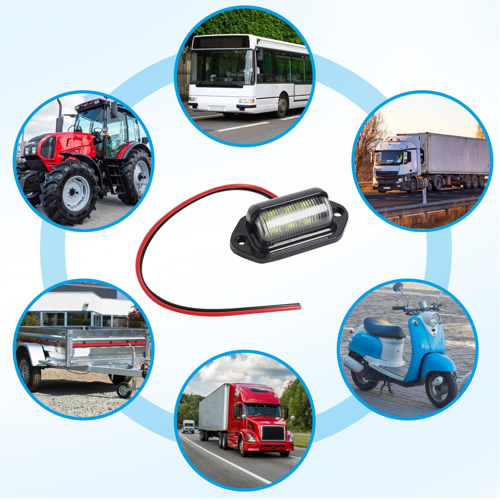 2 Feux LED Pour Plaque D'immatriculation - Imperméables 12V-24V - Universel Voiture/camion/moto/remorque