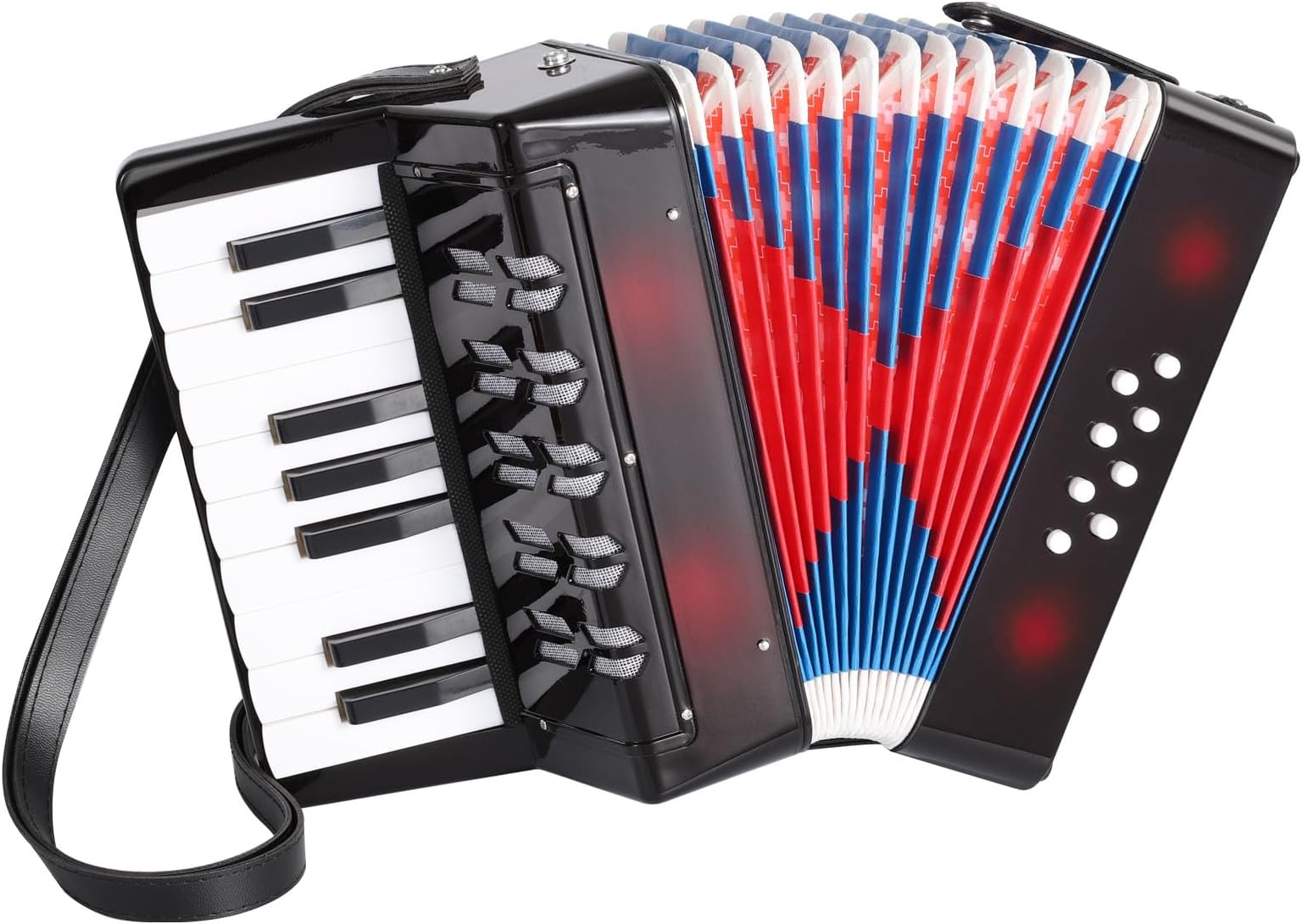 kids Accordion Mini Accordion 17 Piano key 8 Bass Button Accordian Education Musical Instrument for Beginner (Black)