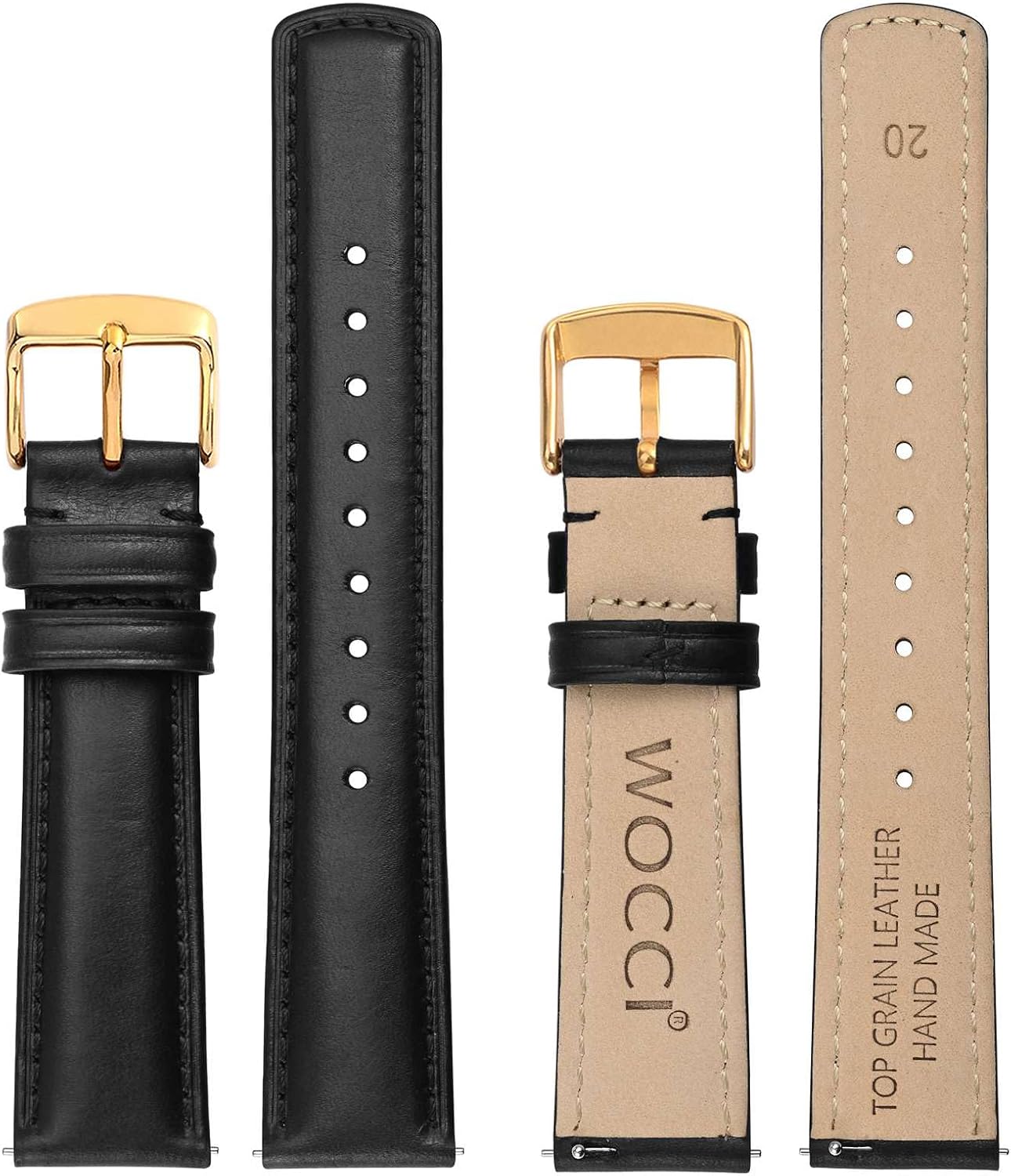 WOCCI Quick Release Watch Band, Distressed Genuine Leather, Stainless Steel Buckle, Strap Width 18mm 19mm 20mm 22mm 24mm image 3