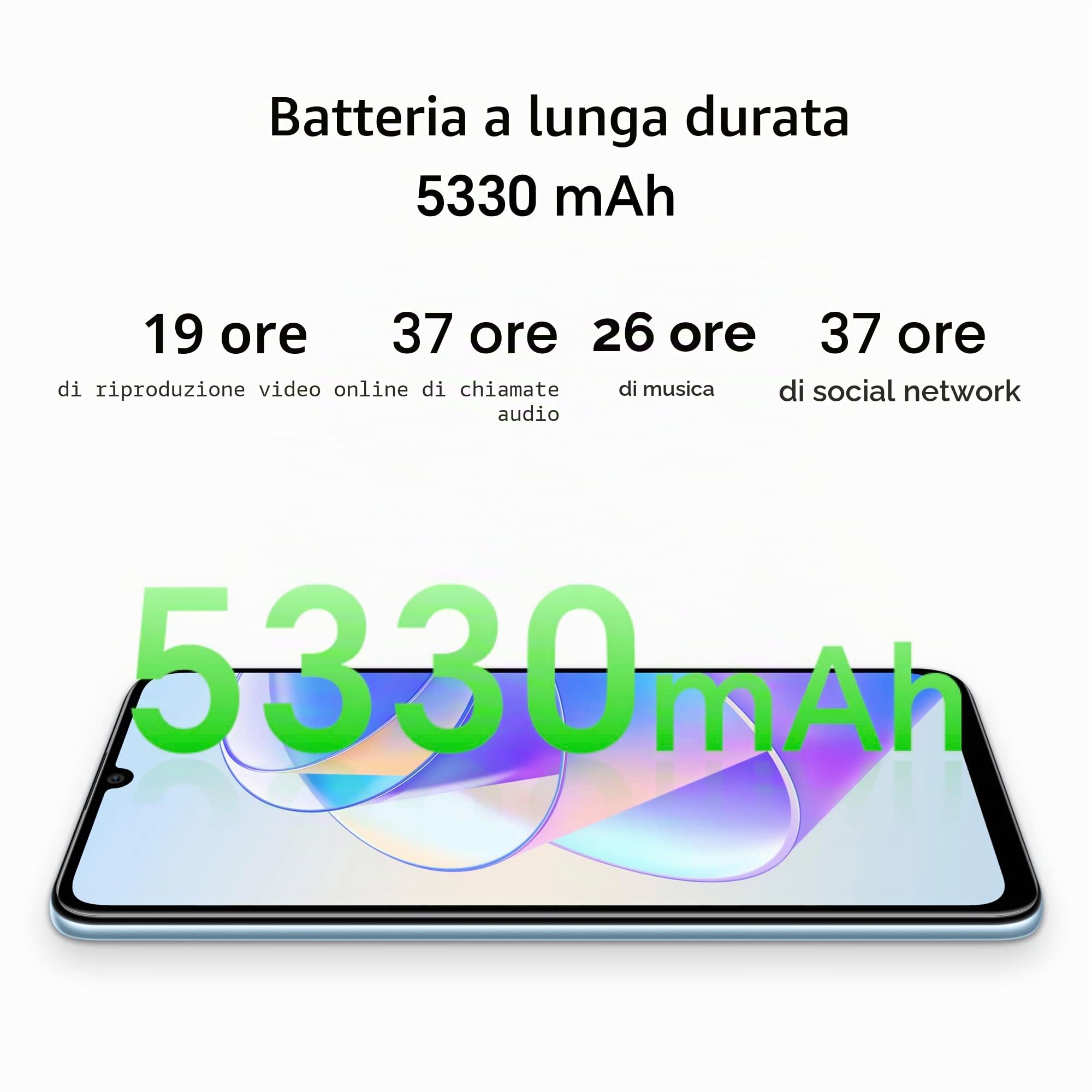 HONOR X7A Smartphone, sbloccato, 128 GB espandibili, display Fullview da 6,74 pollici 90 Hz, batteria 5330 mAh, ricarica rapida 22,5 W, quadrupla fotocamera da 50 MP, Android 12, NFC, Dual-SIM, nero