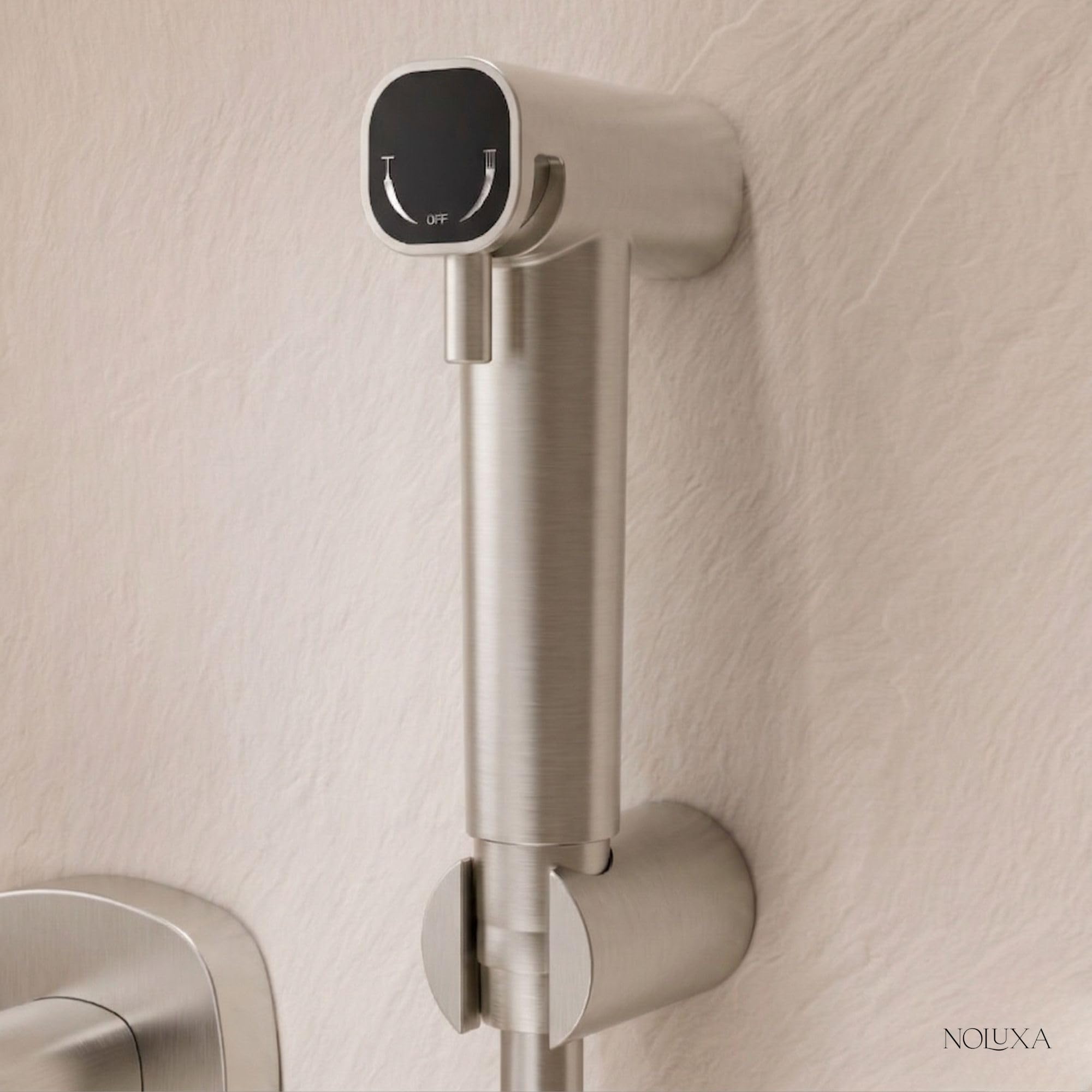 IMEX - Ducha Bidet Agua Fría y Caliente Color Níquel Cepillado | Grifo Bidet Empotrado para WC | Ducha Higiénica Monomando para Inodoro | Grifería Sustituto de Bidé | Serie Firenze
