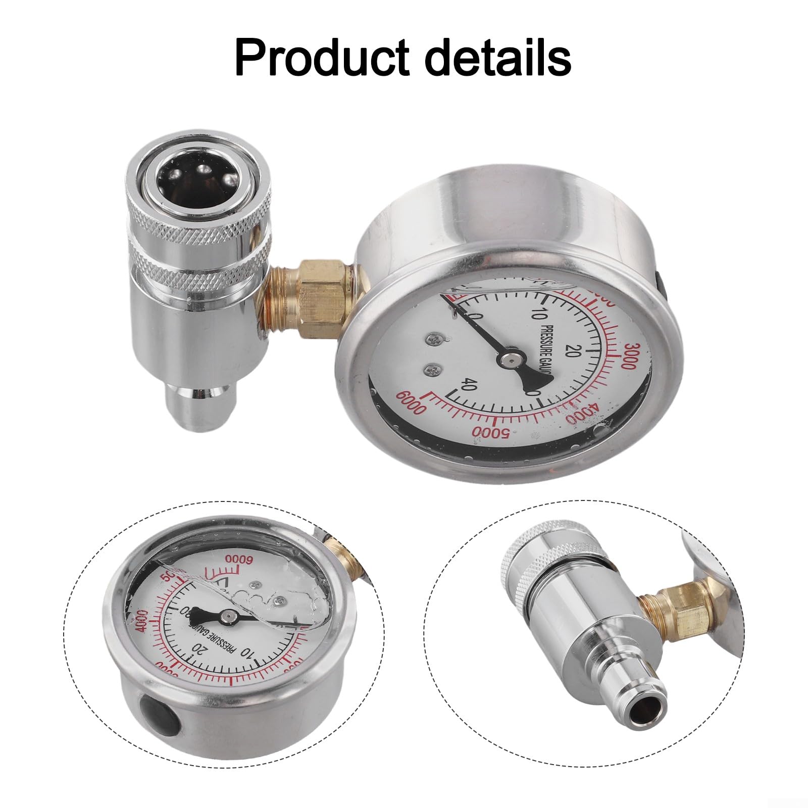 HpLive Jauge de pression en acier inoxydable pour nettoyeur haute pression, manomètre 6000 PSI, connexion rapide 3/8", mesure de précision pour le lavage de voiture et les tâches de nettoyage