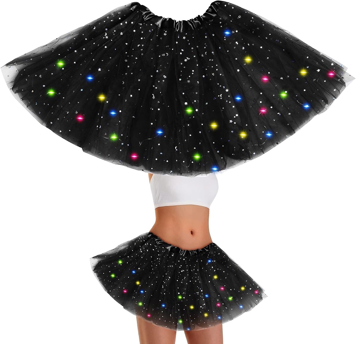 Faldas de baile de tul con tutú LED y tutú iluminado para mujer