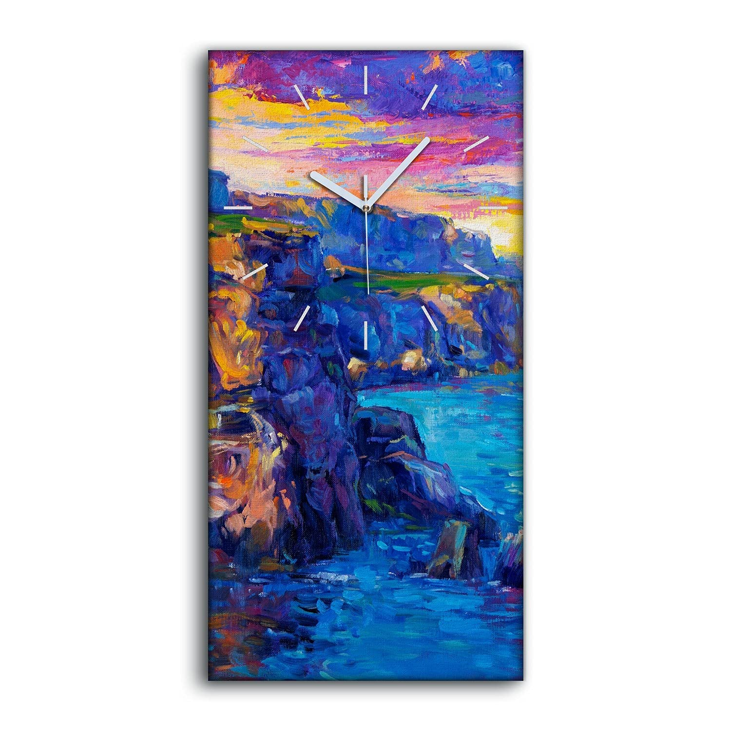 Horloge sur toile 30x60cm de falaise côtière avec mécanisme silencieux pour salon