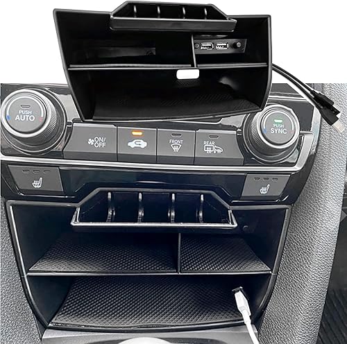 Miniatura 5 de Caja de almacenamiento para consola central Honda Civic Sedan de 10ª generación, bandejas de monedas, organizador de tarjetas con cable de extensión