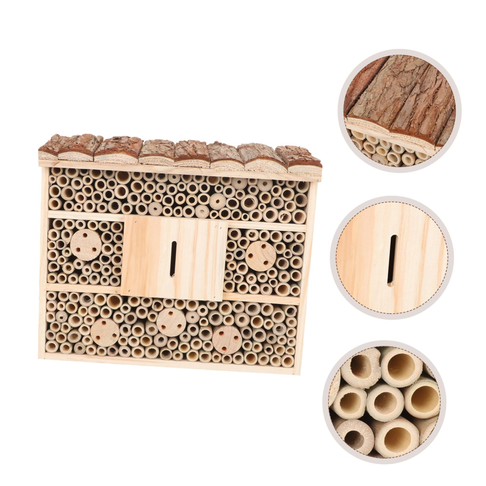 ifundom Casetta Legno Decorativa per Insetti e Api Beige, Rifugio Naturale per Mantenere L'ecologia del Giardino e Attirare Insetti Utili, Stile Casetta in Legno per Giardino