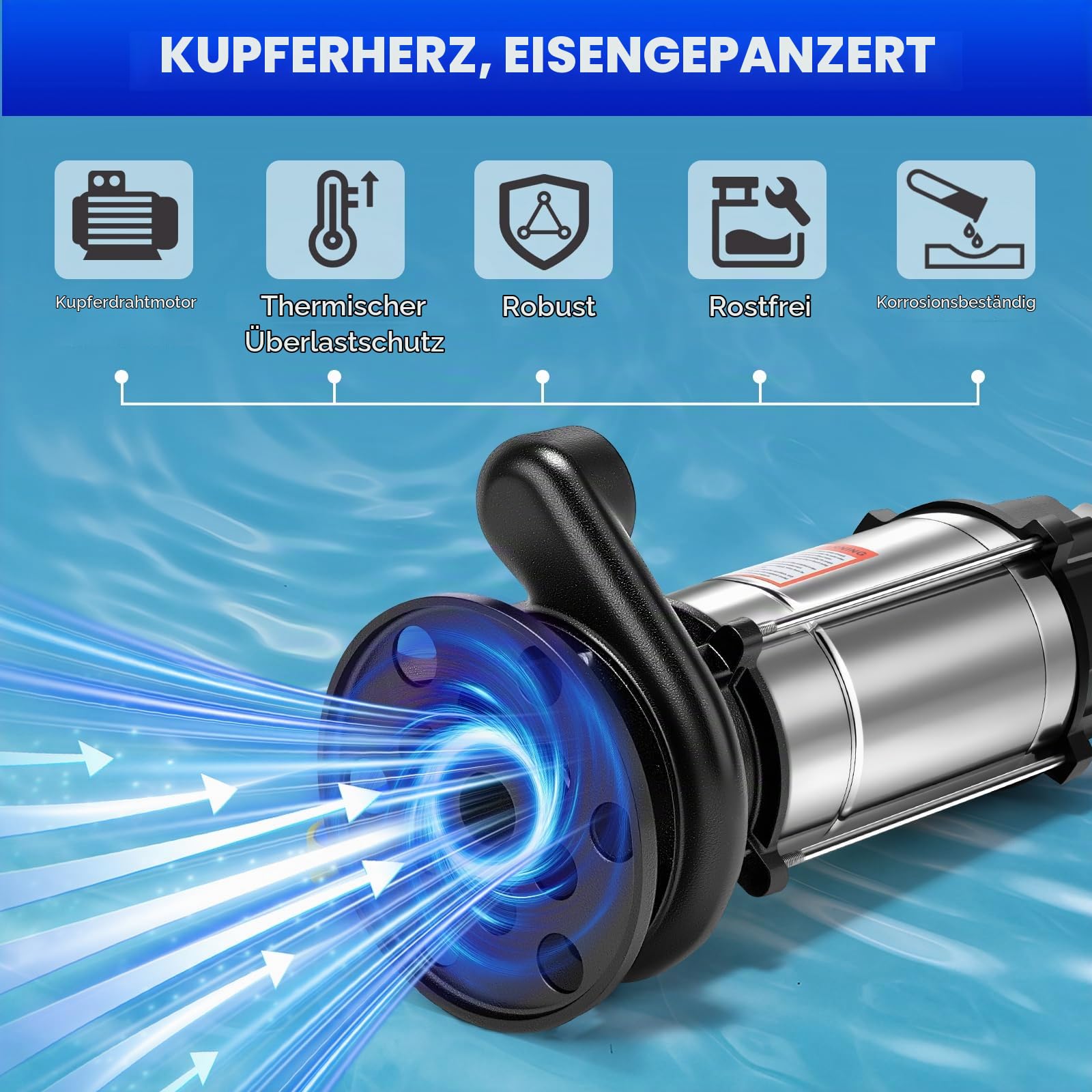 Moongiantgo Schmutzwassertauchpumpe 550W, 10m³/h Förderleistung, max. 12m Förderhöhe, 40mm Auslass, mit Schwimmerschalter, Edelstahl für Kellereien, Baustellen, Gärten & Schmutzwasserentfernun (550W)