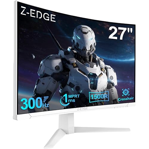 Z-Edge 27 inch Curved Gaming Monitor, FHD 1080P 300Hz Curved Monitor 1500R Computer Monitor, MPRT 1ms Monitor, 16.7M Colors, UG27S 2X DP 1.4 Ports and 2X HDMI 2.0 Ports (White