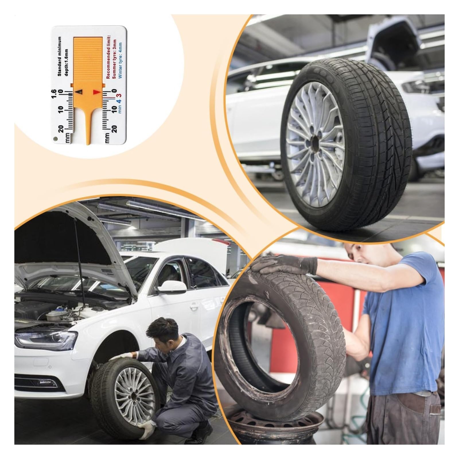 Digitaler Reifenprofiltiefenmesser Reifenprofiltiefenmesser 0–20 mm, praktisches Messwerkzeug, tragbarer Tester für Auto, Auto, Motorrad, Fahrrad, Fahrzeug für Autos, LKWs(Blue)