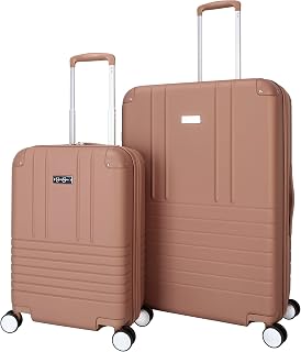 Countryside 2-Piece Set (21" & 30") Expandable 8-Wheel Spinner Large Checked Luggage Suitcase, Mocha Mousse