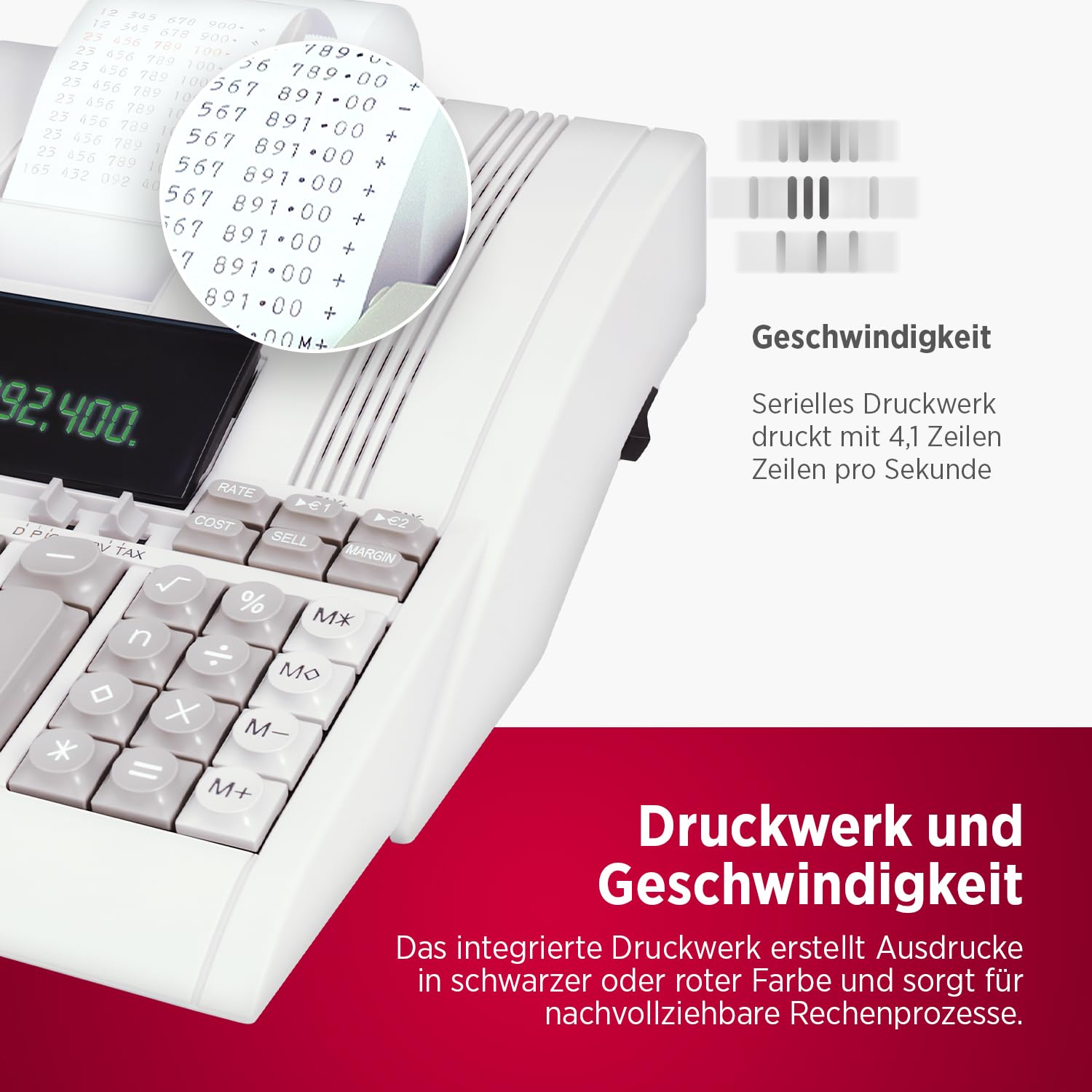Olympia CPD 5212 Tischrechner mit 2-Farb-Druck 12-stellig 4,1 Zeilen/Sek. Rechenmaschine