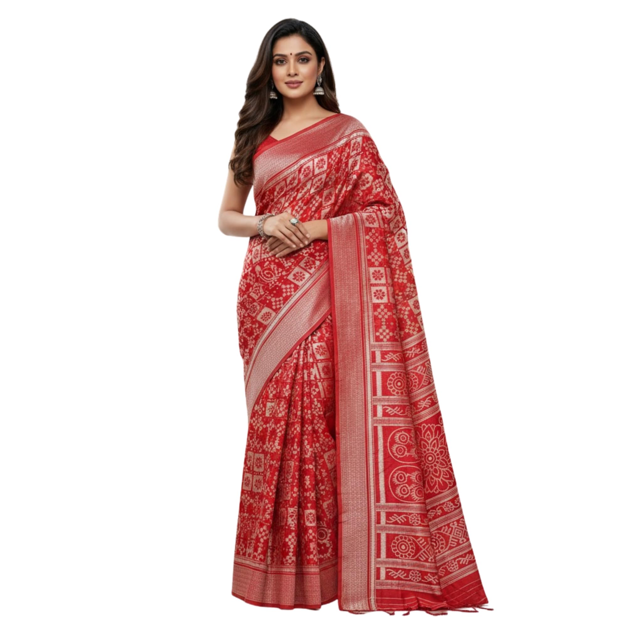 Women Red Silk Saree with Blouse Piece | Traditional Designer Ethnic Saree for Wedding, Party, Festival & Occasion Wearing-picture-54