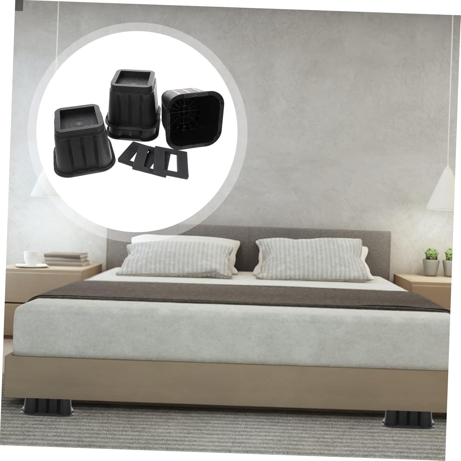 4sets Furniture Risers with Anti-Slip Base Furniture Levelers for Chairs Beds Sofas Tables Hardwood Floor Protectors Heavy Duty Easy to Install
