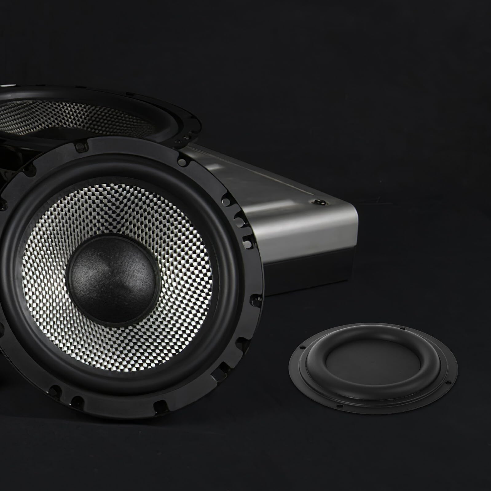 4 Pièces Plaque Vibrante Ronde en Caoutchouc pour Radiateur Passif de Basse, Diaphragme de Haut-parleur Facile à Installer, Accessoire Automobile pour Woofer