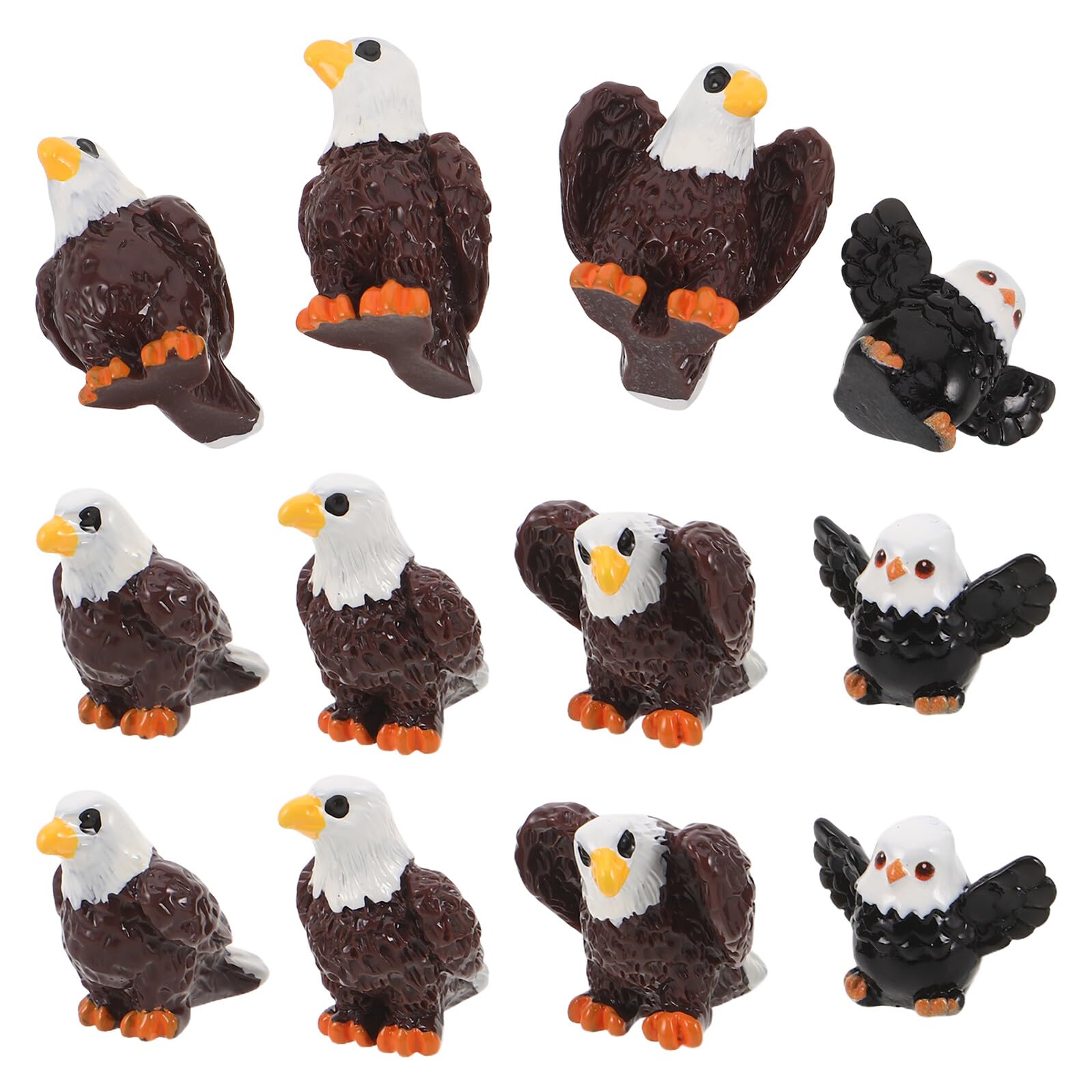 Homoyoyo 16pcs Miniature Eagle Resin Figurines Set, Small Patriotic Bird Statues for Fairy Garden, Tiny Animal Resin Figures Decoration for Indoor Outdoor Lawn