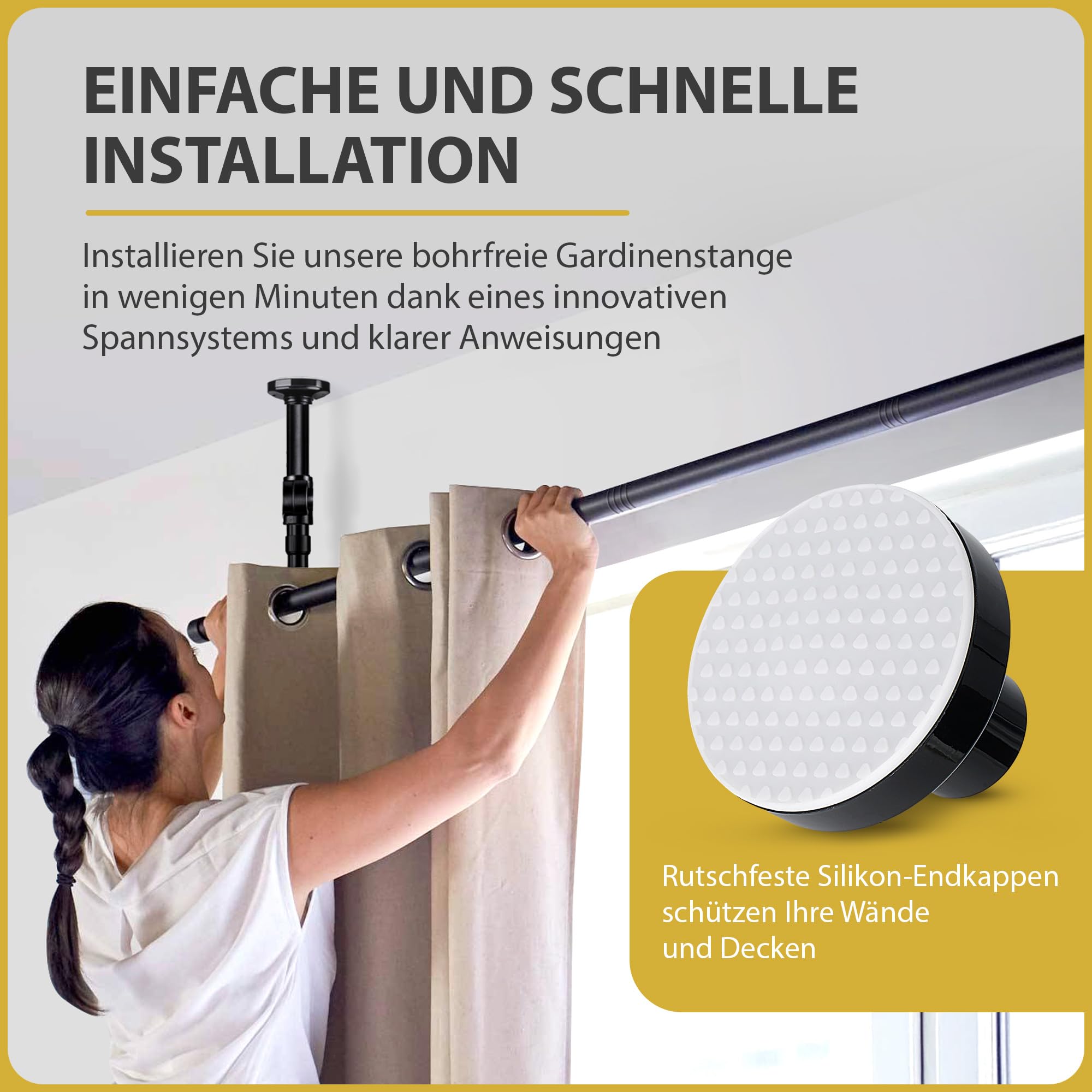 Raumteiler Ohne Bohren 120-300 cm (H) X 70-245 cm (L) - Paravent Und Raumtrenner Innen - Trennwand Und Vorhangstange, Elegant Und Innovativ