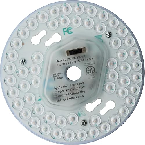 Miniatura 8 de Ventilador de techo LED regulable de 36 W, 5 CCT, luz empotrada, kit de reacondicionamiento del motor, bombilla fluorescente circular de panel LED