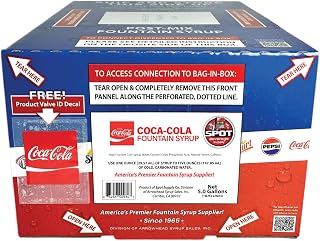 Premium Name Brand Fountain Syrups 5-Gallon Bag-in-Box (COKE)