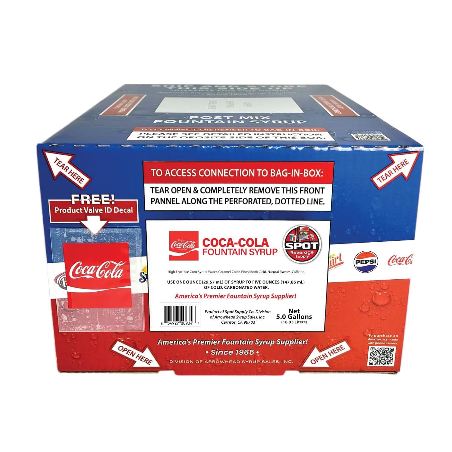 Spot Beverage Premium Name Brand Fountain Syrups 5-Gallon Bag-in-Box (COKE)