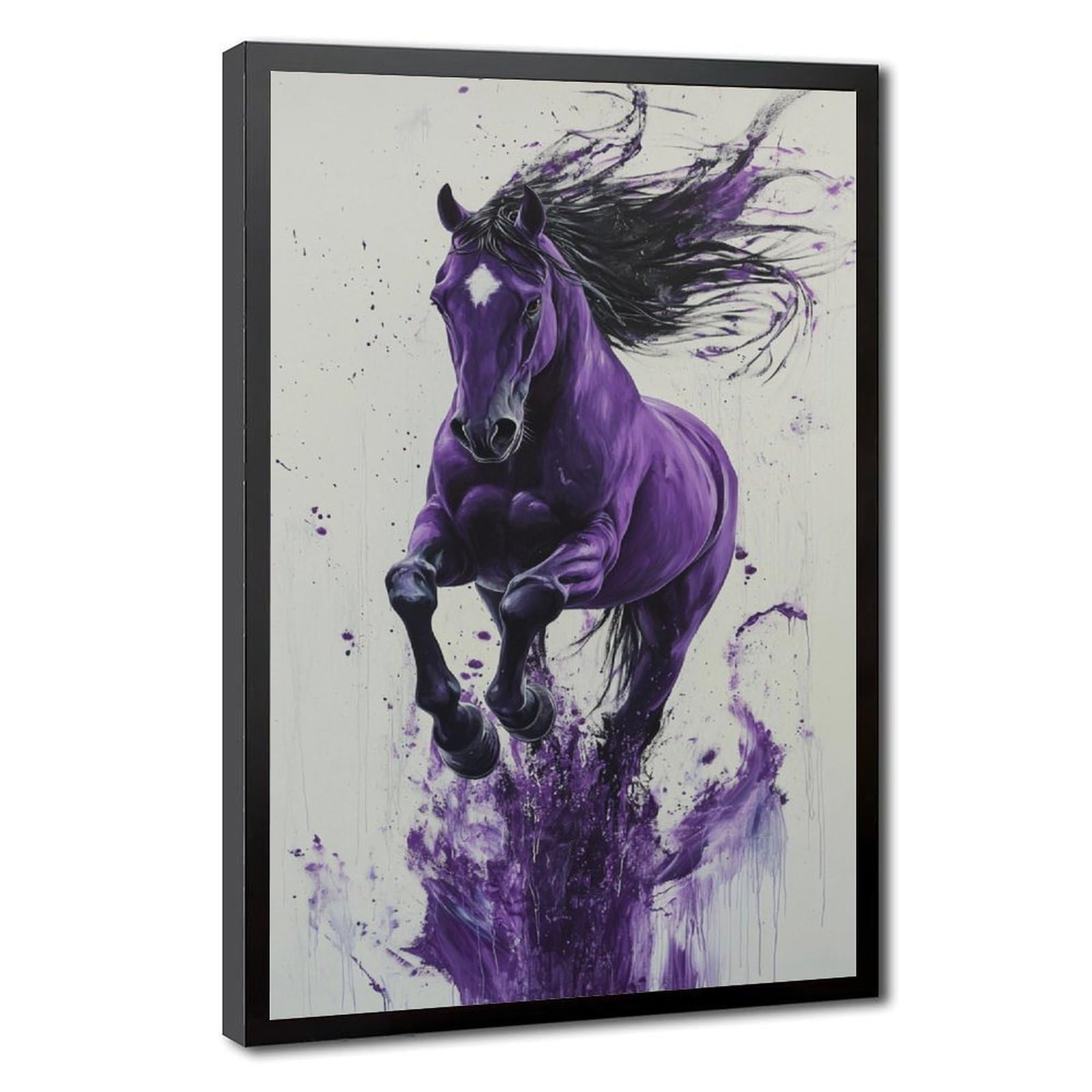 Bareronor Modern Abstract Purple Horse Canvas Poster Bedroom Decor Landscape Office Room Decor Gift 20" L X 30" W