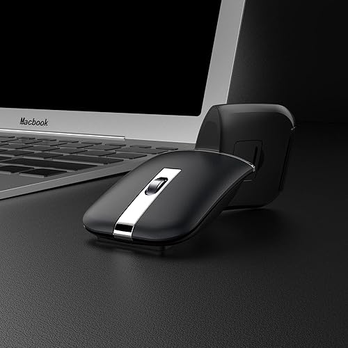 Miniatura 3 de AOGTUNAL Ratón de arco inalámbrico Bluetooth recargable, portátil, Nano USB, delgado, silencioso, plegable, giratorio, ultra delgado, mano