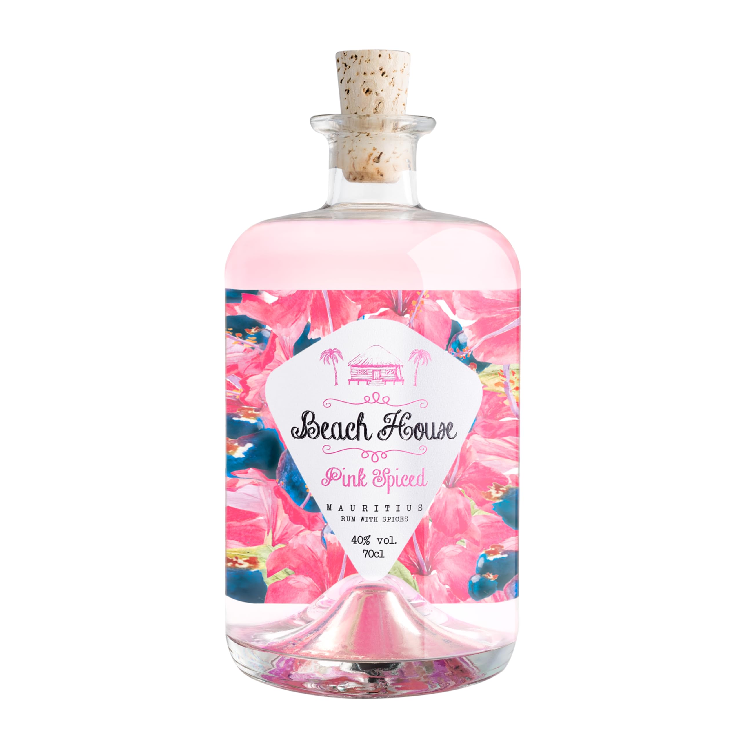 BEACH HOUSE Pink Spiced | Rum with natural flavours | Distilled in Mauritius | Blended and bottled in France | 40% ABV | 700ml | Perfect for easy-to-make cocktails
