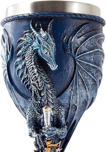Miniatura 7 de Cáliz de Dragón Azul de Acero Inoxidable Dungeons and Dragons Regalo Cáliz Copa de Vino 7 oz. (Dragón Espada Azul)
