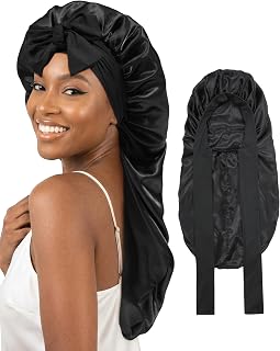 AWAYTR womens Double Layer Long Satin Bonnet Long Satin