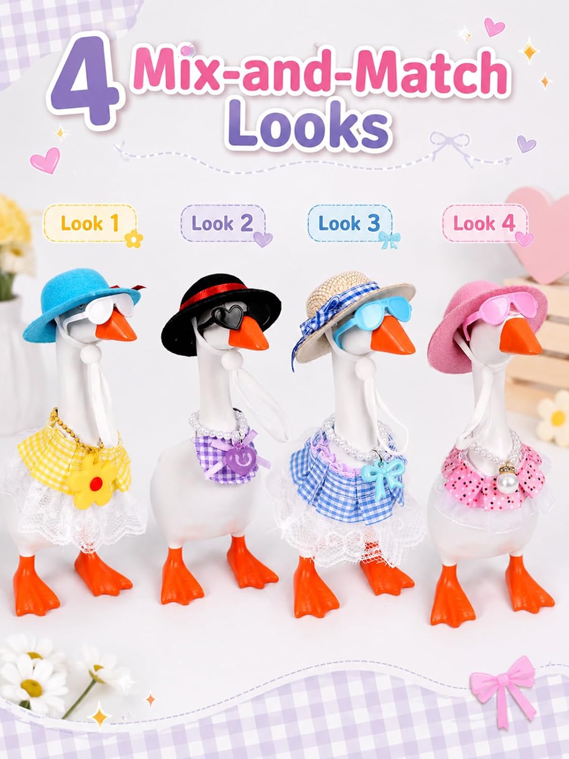 7 Inch Desk Goose Outfits - Mini Desk Goose Accessories Set，4 Set-B image 2