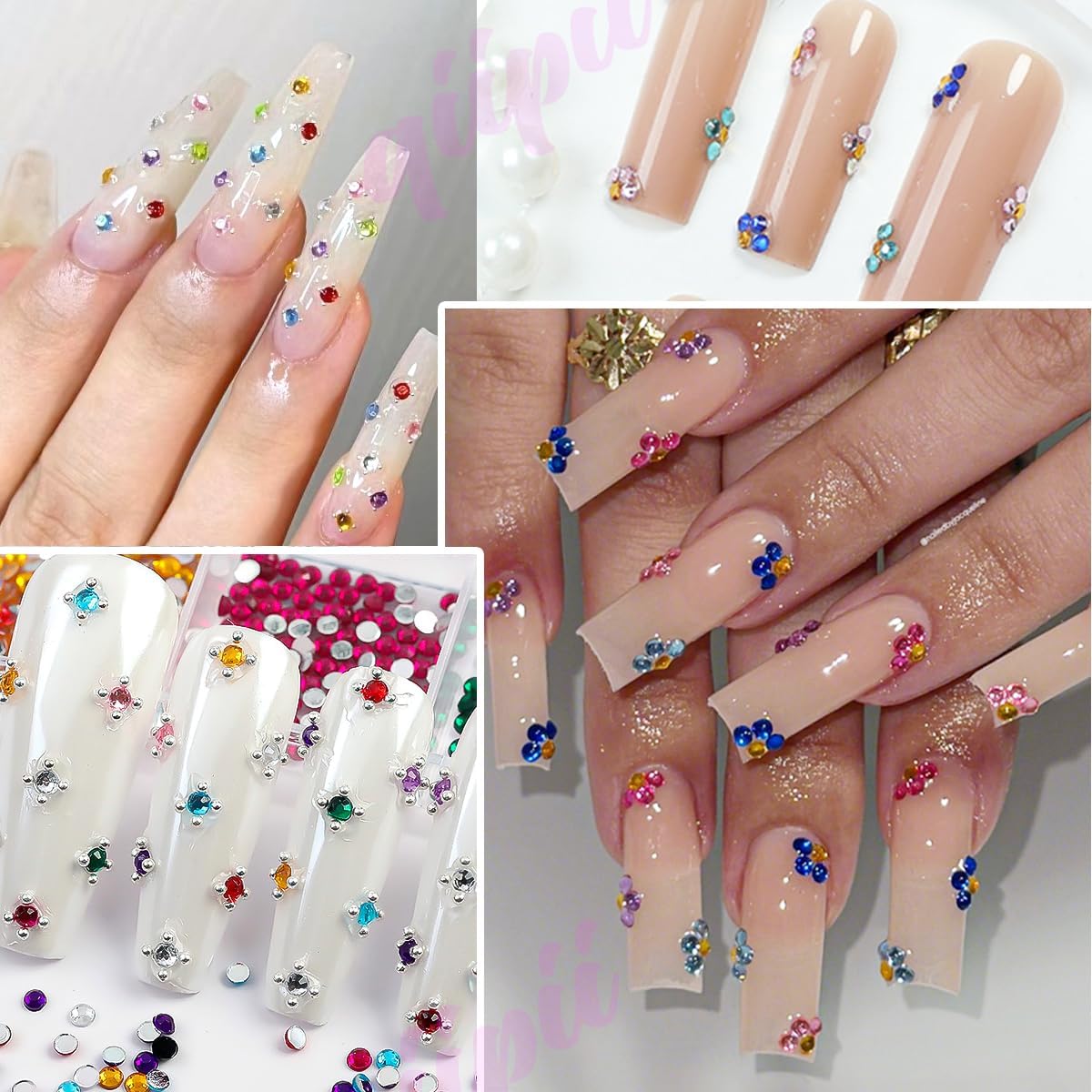 qiipii 36 Color 2mm Tiny Jelly Resin Rhinestones for Bedazzling Crafting SS6 Small Flatback Stones Colorful AB Gems Diamonds Charms for Nails Eyes Face Makeup Tumblers Bottles DIY Crafts Clothes Shoes