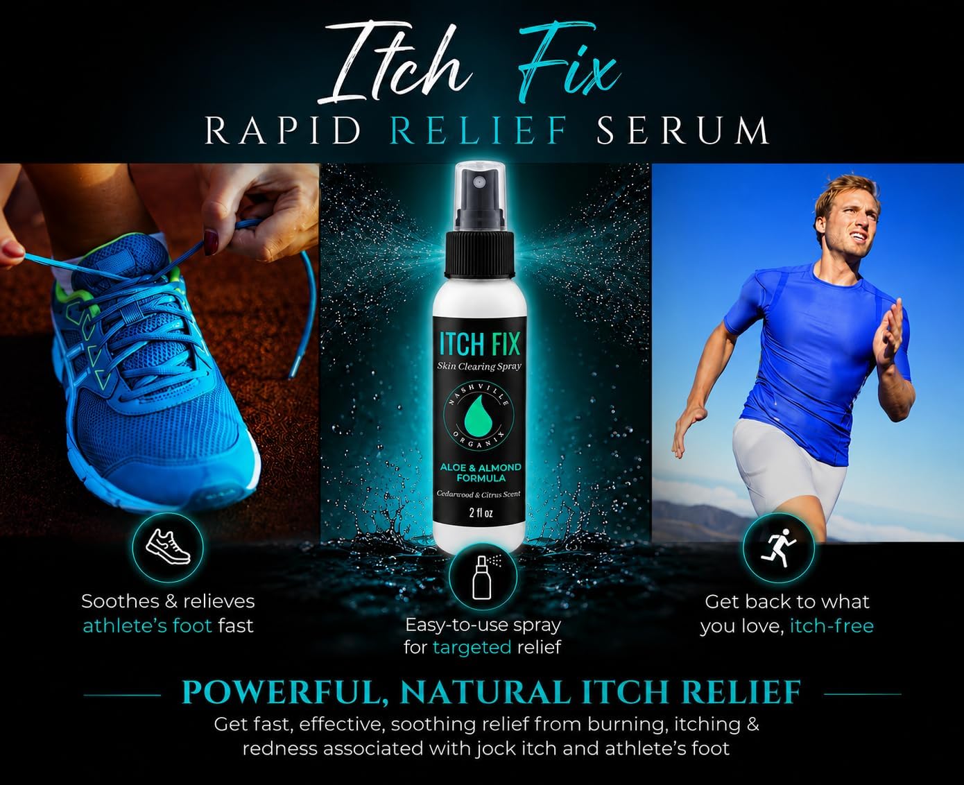 Dr. A's Itch Fix Skin Clearing Spray | Athlete's Foot & Jock Itch Solution | Itching Relief for Groin, Feet, Inner Thigh | Natural Ingredients and Essential Oils | Odor Eliminator 4oz